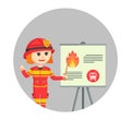 Young female firefighter giving a presentation Royalty Free Stock Photo