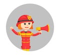 Young female firefighter standing with megaphone Royalty Free Stock Photo