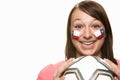 Young Female Football Fan With Chilean Flag