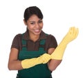 Young Female Gardner Wearing Gloves Royalty Free Stock Photo