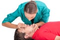 Young female giving patient CPR. Royalty Free Stock Photo