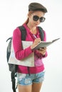 Young female hiker with backpack