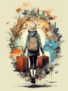 Young female hipster travelling