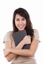 Young female hug her book Royalty Free Stock Photo