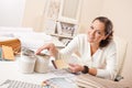 Young female interior designer working at office Royalty Free Stock Photo