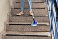 Janitor Cleaning Staircase Royalty Free Stock Photo