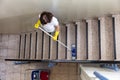 Janitor Cleaning Staircase Royalty Free Stock Photo