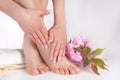 Serene Beauty: French Manicure and Pedicure in a Spa Retreat Royalty Free Stock Photo