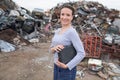 Young female manager at dumpsite Royalty Free Stock Photo