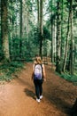 Young female nature explorer in the forest Royalty Free Stock Photo