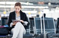 Young female passenger at the airport Royalty Free Stock Photo