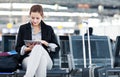 Young female passenger at the airport