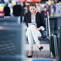 Young female passenger at the airport Royalty Free Stock Photo