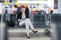 Young female passenger at the airport Royalty Free Stock Photo