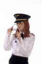 Young attractive female airline pilot