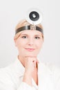 Young female professional doctor with medical tool Royalty Free Stock Photo