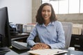 Young female professional sitting at desk in an office