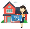 Young female realtor offering house.