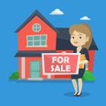 Young female realtor offering house.