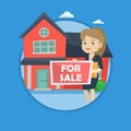 Young female realtor offering house.