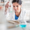 Young, female researcher carrying out experiments in a lab Royalty Free Stock Photo