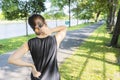 Young female runners exercise in the park,