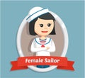 Young female sailor on emblem
