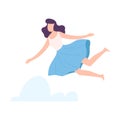 Young Female Soaring and Flying in the Air Dreaming Vector Illustration Royalty Free Stock Photo