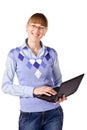 Young female student with a laptop Royalty Free Stock Photo