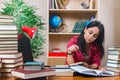 The young female student preparing for college school exams Royalty Free Stock Photo