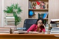 The young female student preparing for college school exams Royalty Free Stock Photo