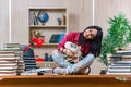 The young female student preparing for college school exams Royalty Free Stock Photo