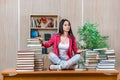 The young female student preparing for college school exams Royalty Free Stock Photo