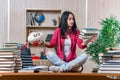 The young female student preparing for college school exams Royalty Free Stock Photo