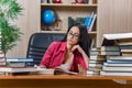 The young female student preparing for college school exams Royalty Free Stock Photo