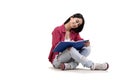 The young female student preparing for exams Royalty Free Stock Photo