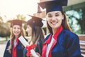 Young female students graduating from university Royalty Free Stock Photo