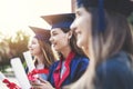 Young female students graduating from university Royalty Free Stock Photo