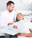 female is takking advice from dentist in the hospital Royalty Free Stock Photo