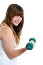 Young female teen working out with a free weight