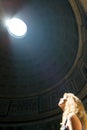 Young female tourist inside the Pantheon in Rome Royalty Free Stock Photo