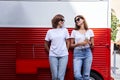 Young females chatting with each other Royalty Free Stock Photo