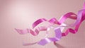 Young, feminine design. Satin pink and violet ribbons over baby pink background. Abstract 3D design.