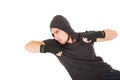 Young fighter man wearing black hoodie Royalty Free Stock Photo