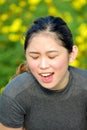 Young Filipina Female With Eyes Closed Royalty Free Stock Photo