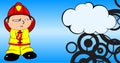 Young firefighter kid cartoon background