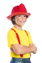Young firefighter smiling