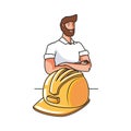 young firefighter worker with helmet avatar character