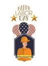 Young fireman celebrating the labor day avatar character Royalty Free Stock Photo