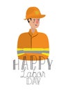 Young fireman celebrating the labor day avatar character Royalty Free Stock Photo